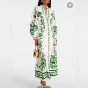 White Dress with Green Floral Print